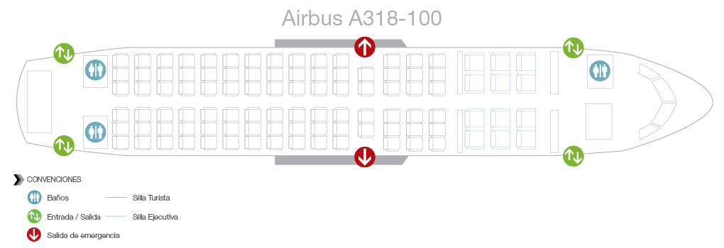 Seatmap of Avianca Airbus A318